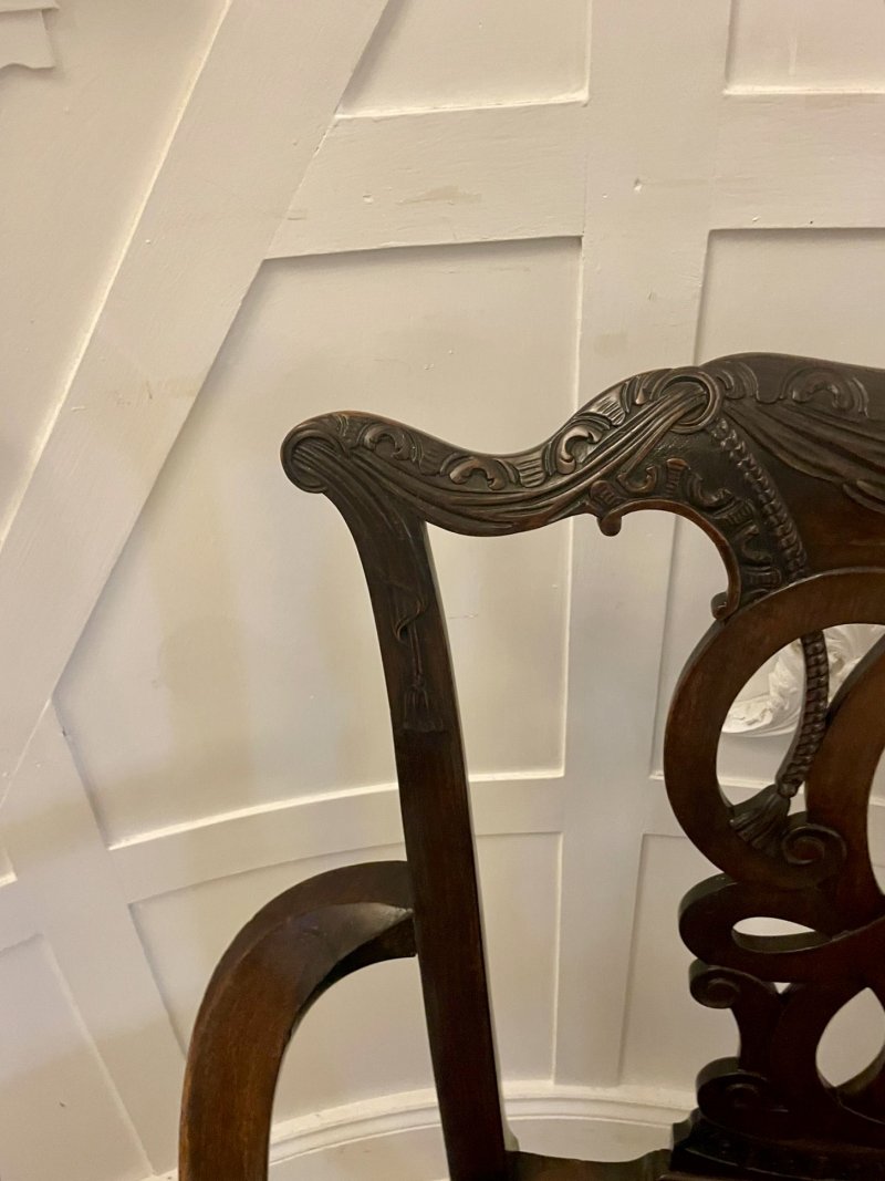 Outstanding Quality Set of 8 Antique Victorian Carved Mahogany Dining Chairs - Image 19